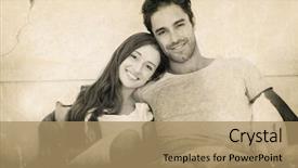  Presentation with grey - Colorful PPT theme enhanced with baby animations - grey background against portrait backdrop and a coral colored foreground