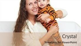  Presentation with children little child girl plays - Audience pleasing PPT theme consisting of baby animations - woman with child girl portrait backdrop and a  colored foreground