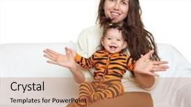  Presentation with children little child girl plays - Audience pleasing slide deck consisting of baby animations - woman with child girl portrait backdrop and a coral colored foreground