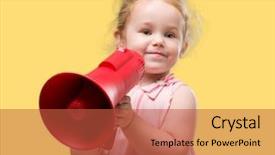  Presentation with pediatrics toddler - Colorful slides enhanced with baby announcement - lovely blonde toddler shouting backdrop and a red colored foreground