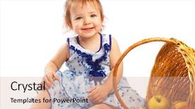  Presentation with pediatrics toddler - PPT layouts consisting of baby apple - happy toddler sitting near basket background and a  colored foreground