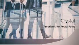  Presentation with suitcase - Colorful theme enhanced with baby arrival - businesspeople holding suitcase walking backdrop and a  colored foreground