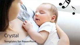  Presentation with mother baby animation - PPT layouts consisting of sleeping baby at home lullaby background and a coral colored foreground