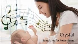  Presentation with mother baby - Slides with baby at home lullaby song background and a coral colored foreground