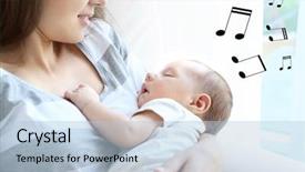  Presentation with sleeping baby - Theme having home lullaby songs and music background and a light blue colored foreground
