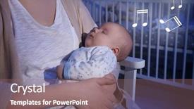  Presentation with sleeping baby - PPT theme enhanced with musical chair - mother with sleeping baby background and a violet colored foreground