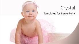  Presentation with ballerina - PPT theme consisting of baby ballerina very cute happy baby girl wearing ballerina skirt isolated on white background and a white colored foreground
