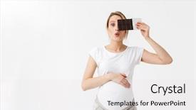  Presentation with pregnant woman - PPT theme enhanced with baby barsa - beautiful young pregnant woman standing background and a lemonade colored foreground