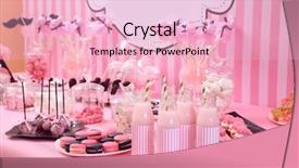  Presentation with sweets - Presentation design with baby barsa - table with tasty sweets prepared background and a lemonade colored foreground