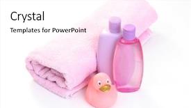  Presentation with baby bath - Amazing presentation design having baby bath accessories in pink backdrop and a white colored foreground
