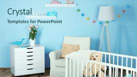  Presentation with colorful for kids presentat - Slide deck with baby bedding - interior of colorful playing room background and a sky blue colored foreground