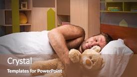  Presentation with baby bear - PPT layouts featuring baby bedding - sleeping man in bed background and a tawny brown colored foreground