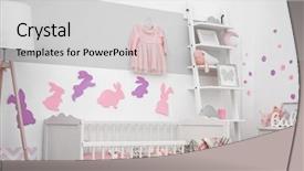  Presentation with baby animals - Colorful PPT theme enhanced with baby bedroom with paper animals backdrop and a light gray colored foreground