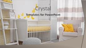  Presentation with baby animals - Cool new PPT theme with baby bedroom with paper animals on wall backdrop and a light gray colored foreground