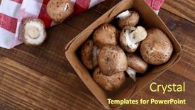  Presentation with mushrooms - Theme with baby-bella-mushrooms-inside-paper background and a tawny brown colored foreground