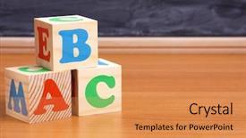  Presentation with school - Presentation having baby blocks - school concept background and a yellow colored foreground