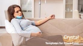  Presentation with baby sick - Slide set enhanced with baby blood - sick pregnant woman suffering background and a coral colored foreground