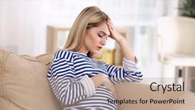  Presentation with pregnant woman cleaning - PPT layouts enhanced with baby blood - young pregnant woman suffering background and a coral colored foreground