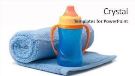  Presentation with baby bottle - PPT theme having baby blue bottle on a white background background and a white colored foreground