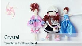  Presentation with baby book - Theme consisting of baby book - shelves with toys in child background and a sky blue colored foreground