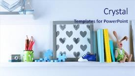  Presentation with room - Beautiful theme featuring baby book - shelves with toys in child backdrop and a sky blue colored foreground