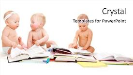  Presentation with baby book - Audience pleasing presentation theme consisting of baby bookworms having heaps backdrop and a cream colored foreground