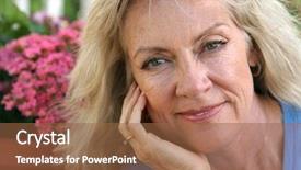  Presentation with relaxing - Cool new presentation theme with baby boom - beautiful mature blond woman relaxing backdrop and a tawny brown colored foreground