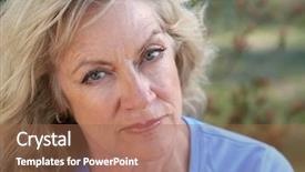  Presentation with christian templar knight looking - Presentation design consisting of baby boom - beautiful mature woman looking hurt background and a coral colored foreground