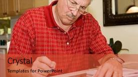  Presentation with bills - Slides having baby boom - handsome mature man signing papers background and a red colored foreground