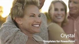  Presentation with happy baby - PPT theme with baby boomers - happy senior couples spending time background and a violet colored foreground