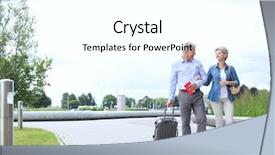  Presentation with old couple walking - Slide deck consisting of baby boomers - middle-aged couple with luggage walking background and a white colored foreground