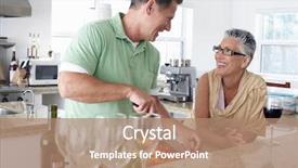  Presentation with aged - Beautiful slide deck featuring baby boomers - middle aged cutting vegetables backdrop and a coral colored foreground