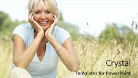  Presentation with mature students sitting at desks - Slide deck consisting of baby boomers - portrait of mature woman sitting background and a blonde colored foreground