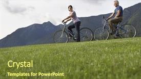  Presentation with mountain view - Beautiful PPT theme featuring pensive teenage woman lying on the floor backdrop and a soft green colored foreground