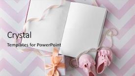  Presentation with notebook page - Beautiful presentation theme featuring baby boots and notebook top backdrop and a light gray colored foreground