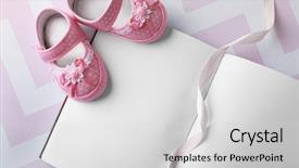  Presentation with notebook page - Slide deck enhanced with baby boots and notebook top background and a light gray colored foreground