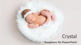  Presentation with flowery - Presentation with baby born - small child napping naked background and a light gray colored foreground