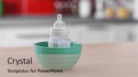  Presentation with baby milk - Slide deck enhanced with baby bottle in bowl background and a mint green colored foreground