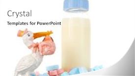 Presentation with baby bottle - Presentation theme with baby-bottle-milk-with-stork background and a white colored foreground
