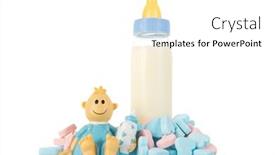  Presentation with baby bottle - Presentation theme enhanced with baby-bottle-milk-with-stork background and a white colored foreground