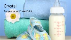  Presentation with milk baby - Colorful PPT theme enhanced with baby bottle of milk backdrop and a light blue colored foreground