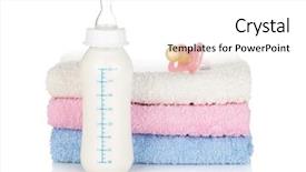  Presentation with baby bottle - Beautiful theme featuring baby bottle pacifier and towels backdrop and a white colored foreground