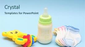  Presentation with baby toy - Presentation consisting of baby bottle toy and socks background and a light blue colored foreground