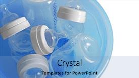  Presentation with plastic bottles and ocean - Colorful PPT layouts enhanced with baby bottles in plastic blue backdrop and a light blue colored foreground