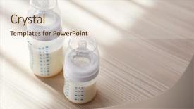  Presentation with milk baby - Amazing theme having baby bottles with milk backdrop and a sky blue colored foreground