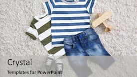  Presentation with clothes - PPT layouts consisting of baby boy - child clothes on light background background and a light gray colored foreground