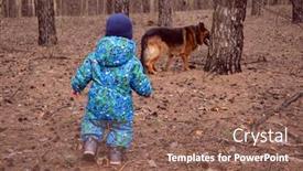  Presentation with german - Colorful presentation design enhanced with baby-boy-and-german-shepherd backdrop and a violet colored foreground