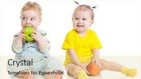  Presentation with baby girl christening - Audience pleasing PPT layouts consisting of baby boy and girl eating backdrop and a yellow colored foreground