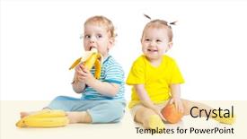  Presentation with baby girl welcome - Slides consisting of baby boy and girl eating background and a blonde colored foreground
