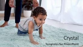  Presentation with parenting - Cool new slides with baby boy crawling on rug backdrop and a light gray colored foreground